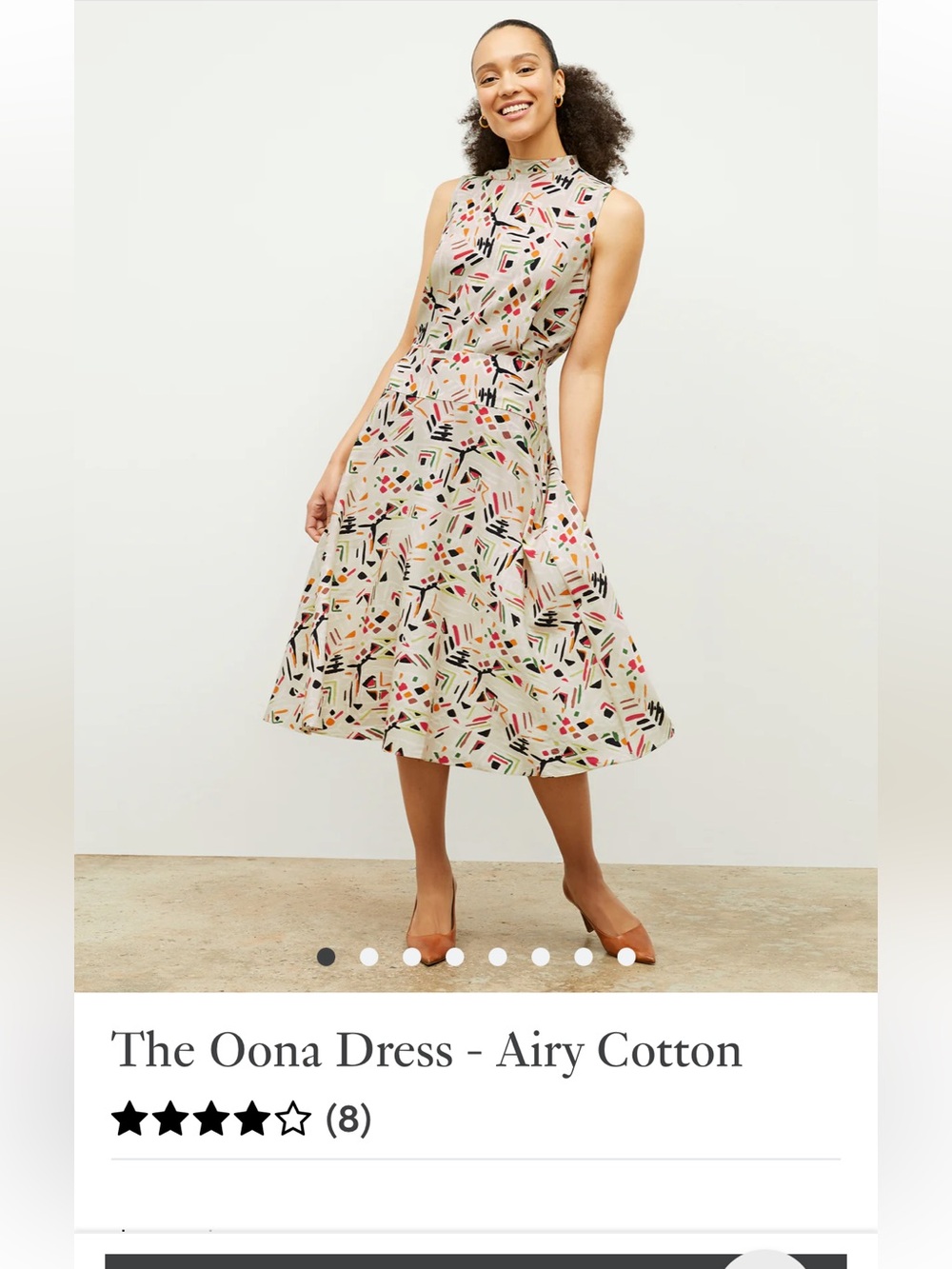 NWT MM.LaFleur Oona 1.0 Midi Dress in Cream with Black, Red & Green Print